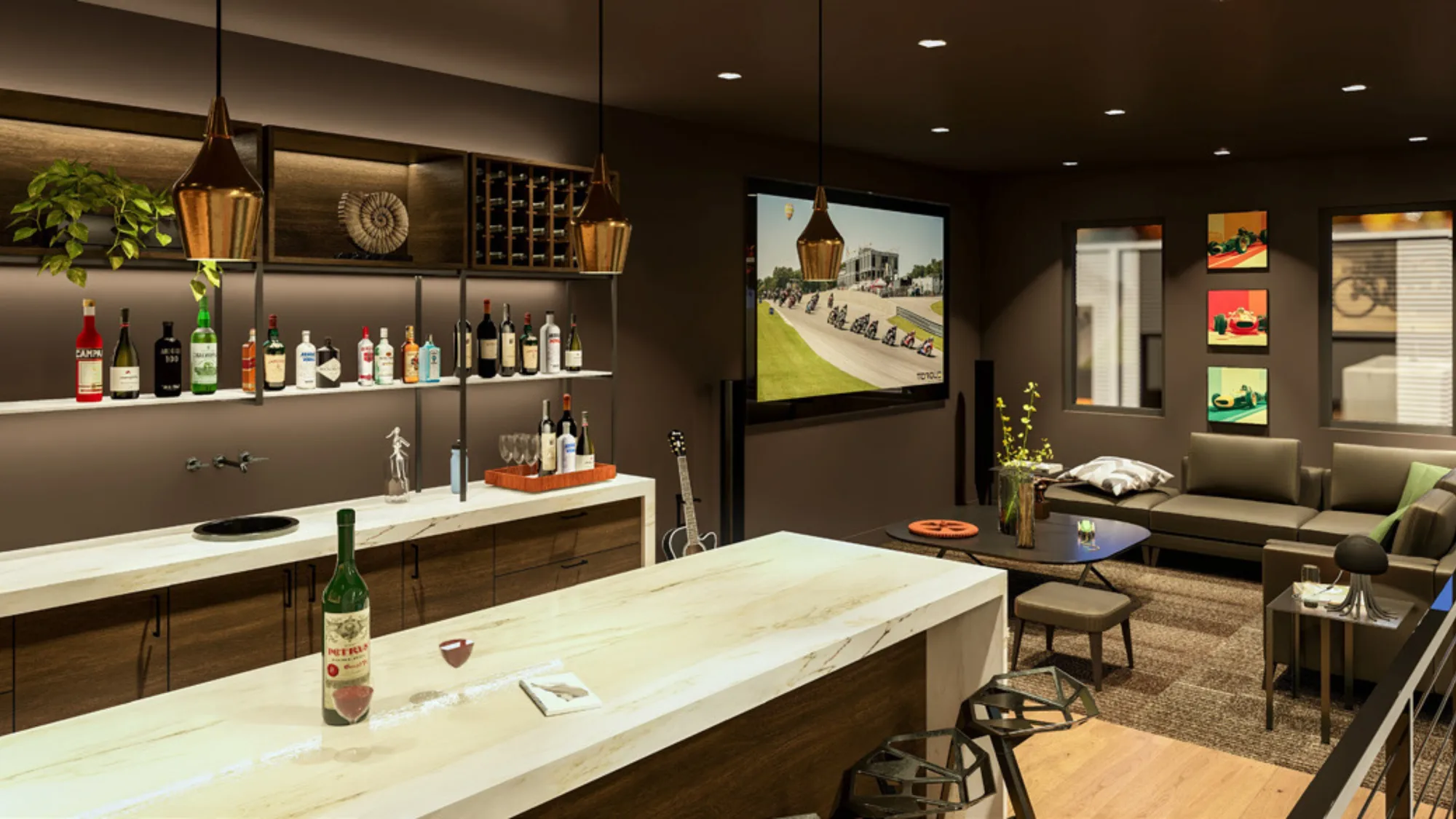 Torque Motor Suite lounge and entertainment space