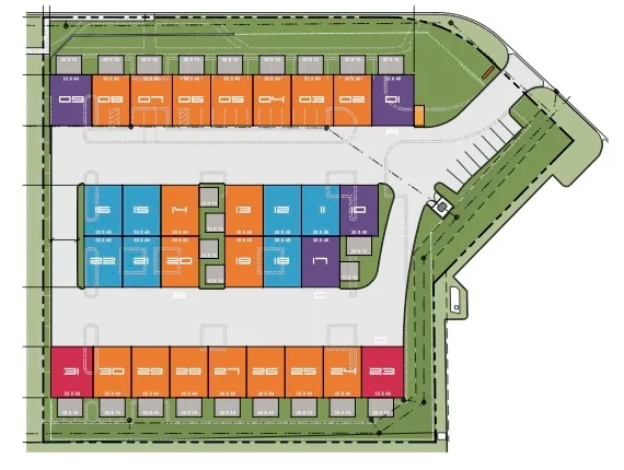 Torque Motor Suites site plan showing 31 suites by tier